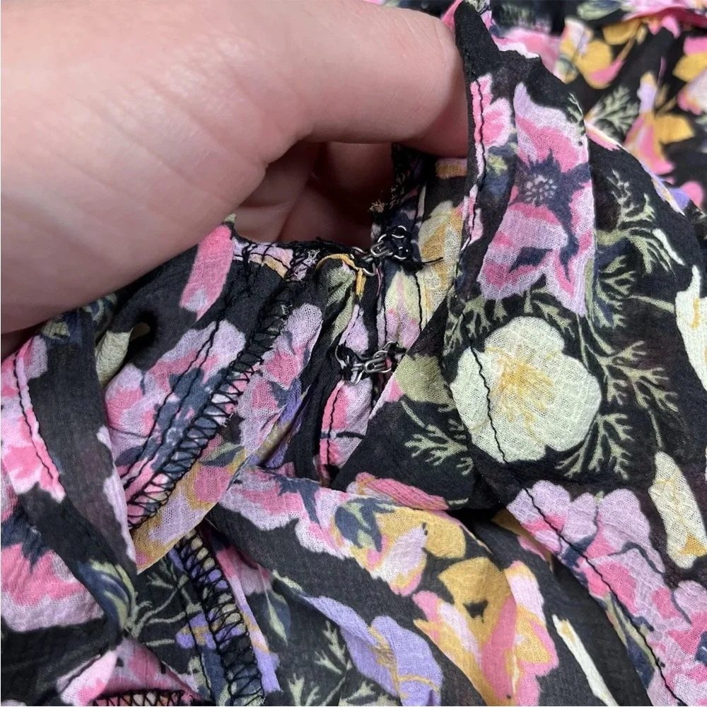 Free People Maybel Floral Blouse Tie Front Size XS